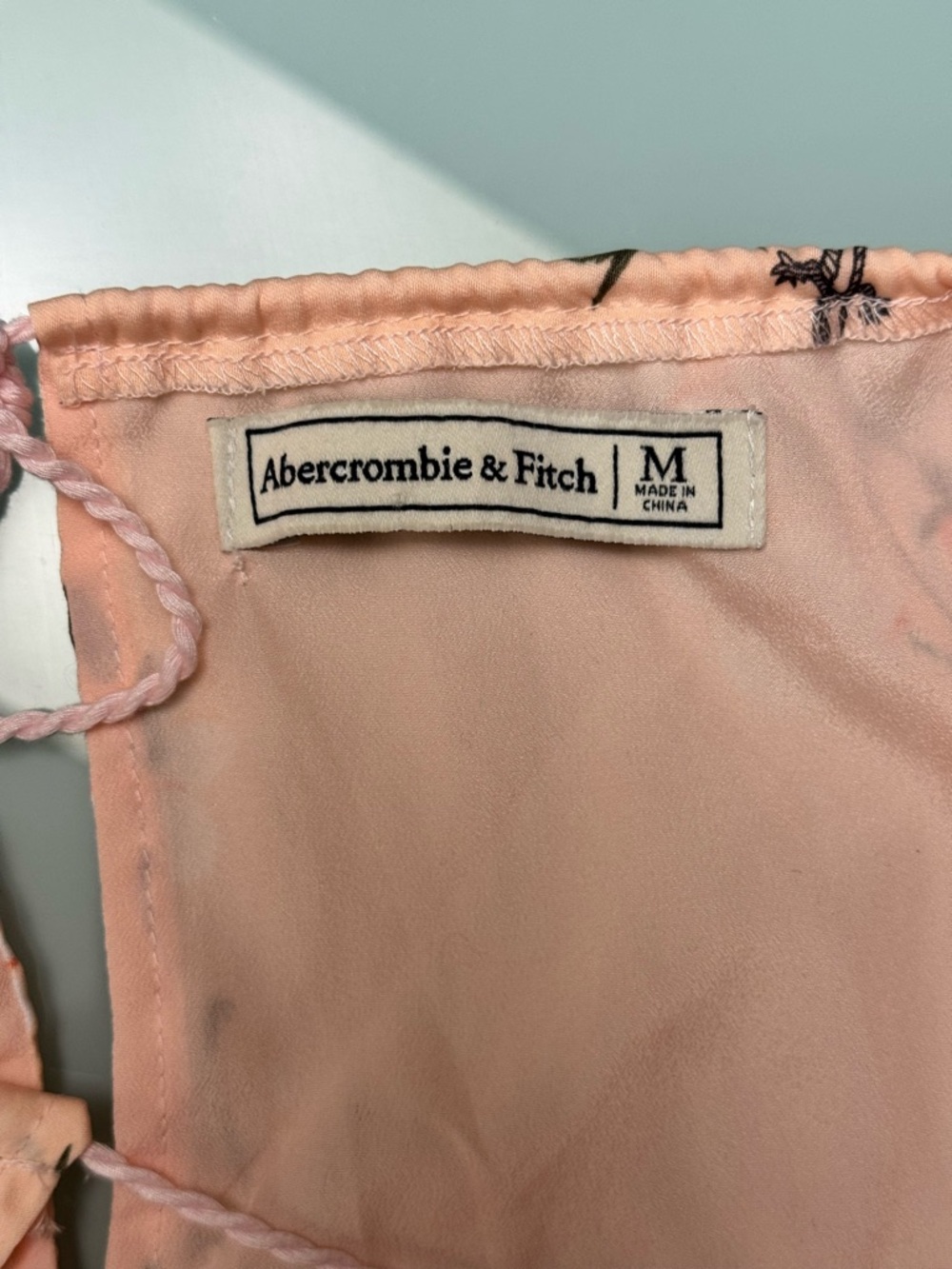 Abercrombie & Fitch Blush Pink Peach Floral Maxi Dress Medium Tassel Tie Summer - Picture 2 of 10